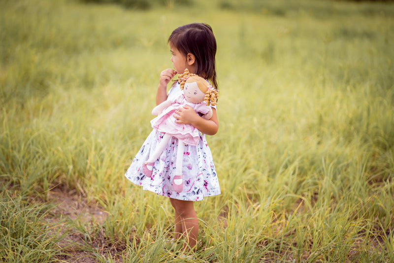 Girl with Bonikka - Amelia Linen Doll With Brown Hair