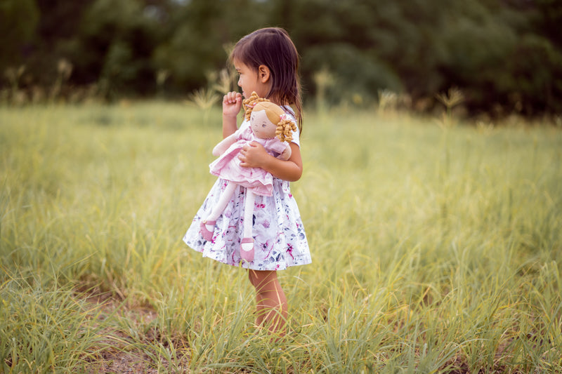 Girl with Bonikka - Amelia Linen Doll With Brown Hair
