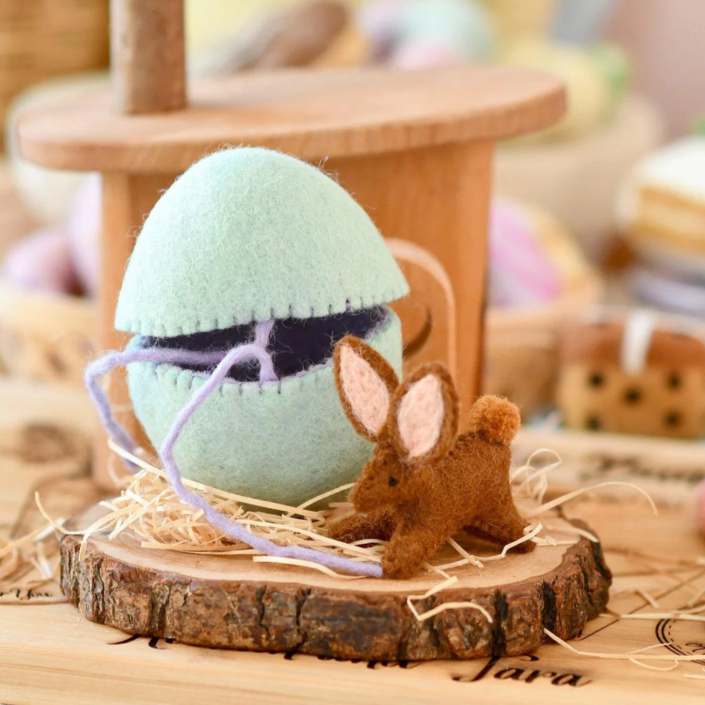 TARA TREASURES Felt Surprise Egg with Brown Bunny Inside – Forest of Play