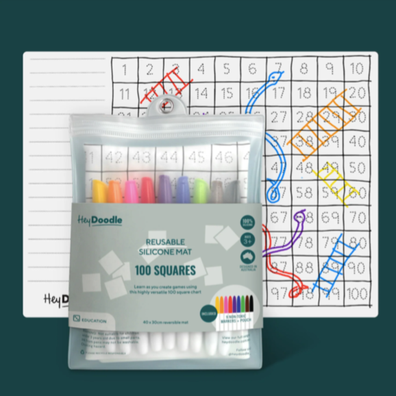Hey Doodle 100 squares drawing mat, with pens.