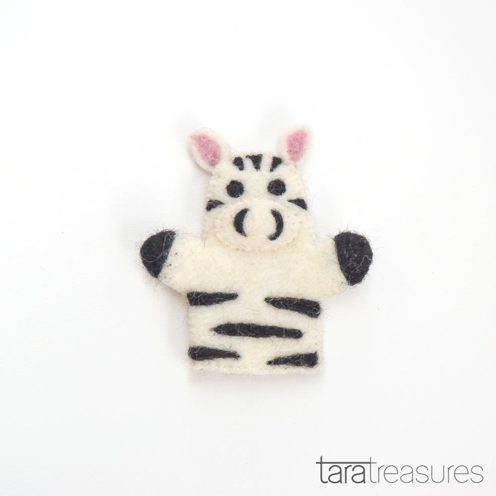 Tara Treasures felt finger puppet zebra