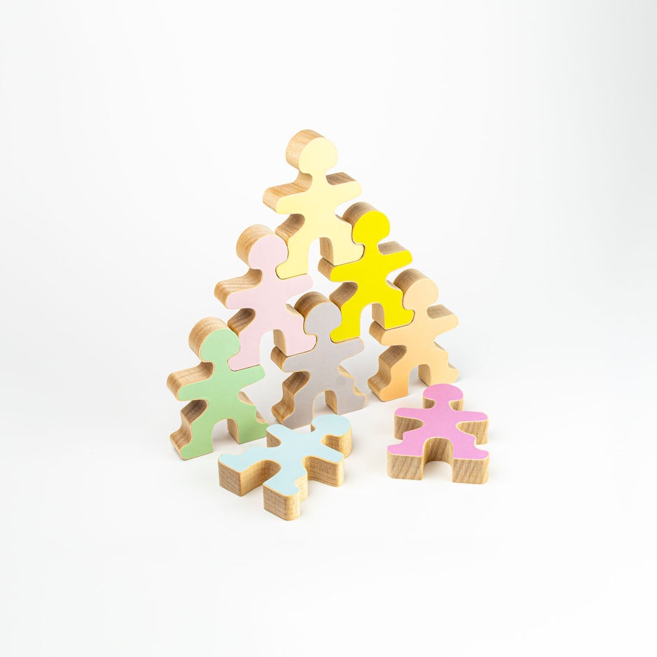 Pastel coloured flockmen stacked